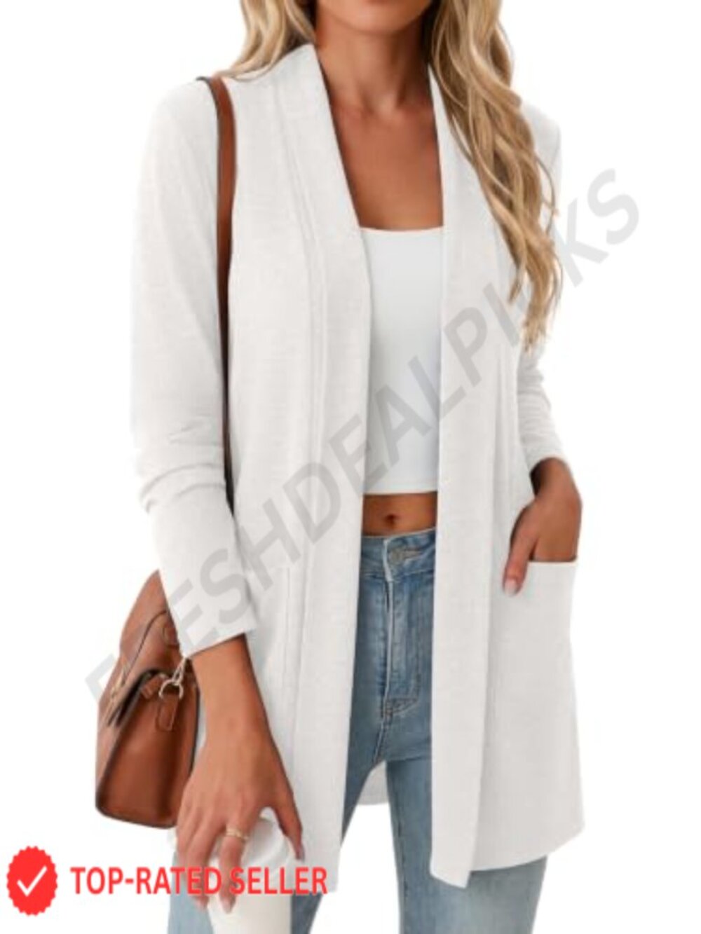 Lepunuo Women's Lightweight Open Front Cardigan Long Sleeve Pockets